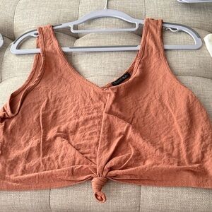 Papermoon Terracotta Knot-Front Crop Top